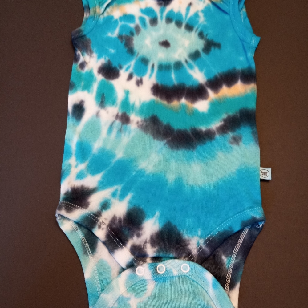 Unique, Handmade Tie Dye for Baby - 3-6mo. "Blue Eyes"
